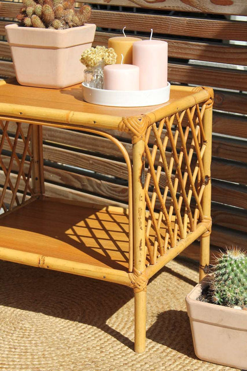 Chevet rotin vintage Hubert